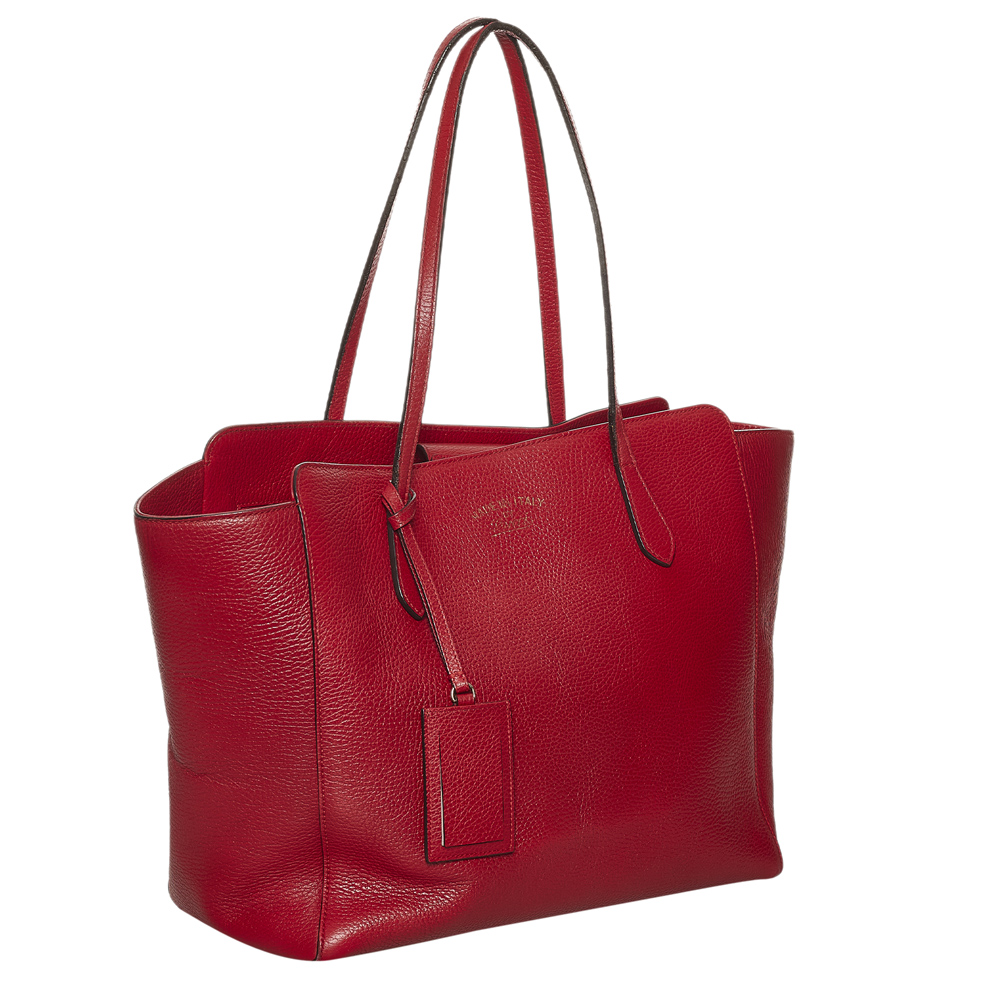 

Gucci Red Leather Swing Tote Bag