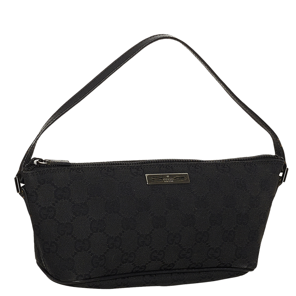 

Gucci Black GG Canvas Fabric Boat Shoulder Bag