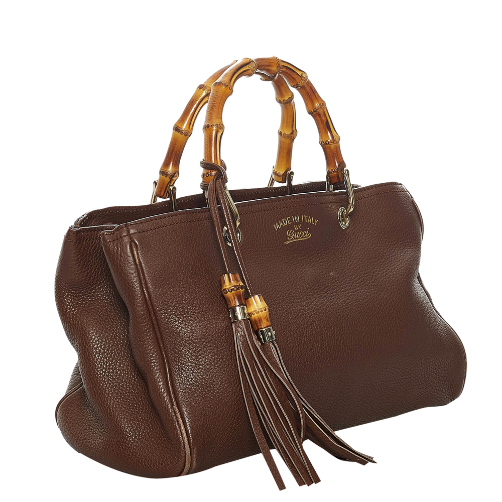 

Gucci Brown Leather Bamboo Shopper Bag