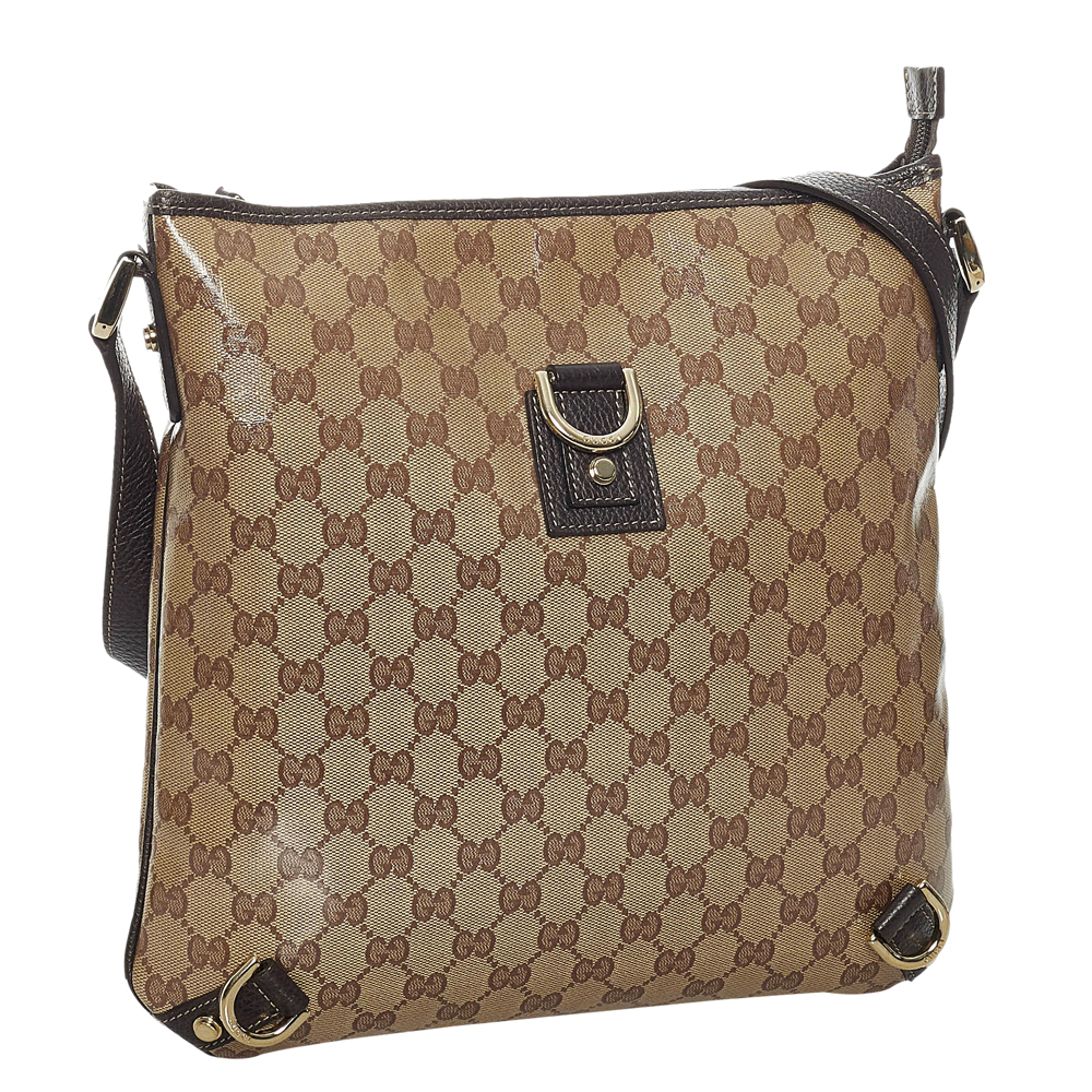 

Gucci Brown/Beige Plastic Vinyl Crystal Abbey D-Ring Shoulder Bag