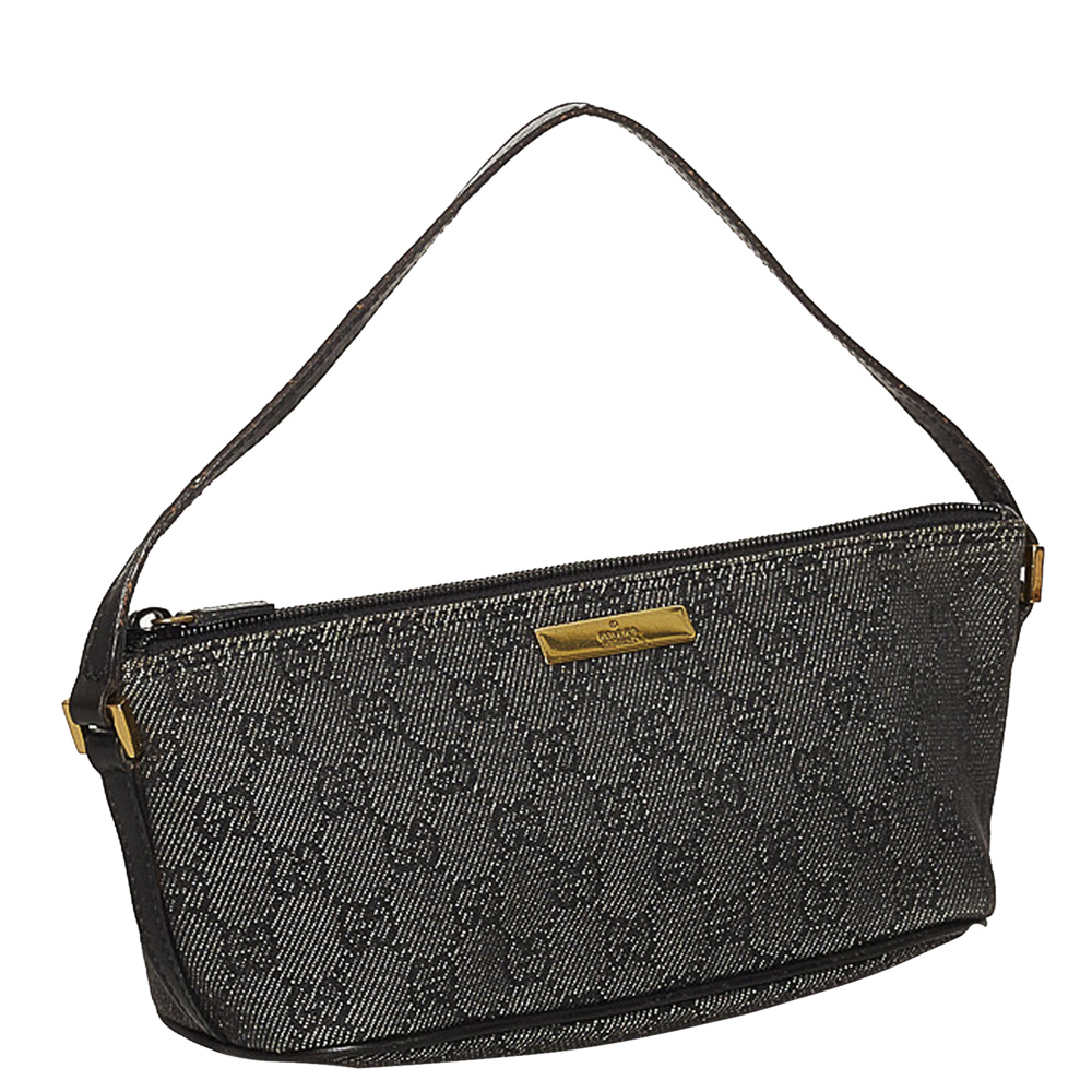 

Gucci Black GG Canvas Fabric Boat Shoulder Bag