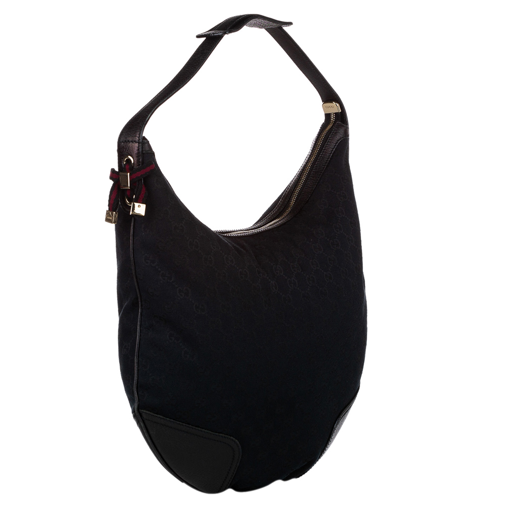 

Gucci Black GG Canvas Fabric Princy Hobo Bag