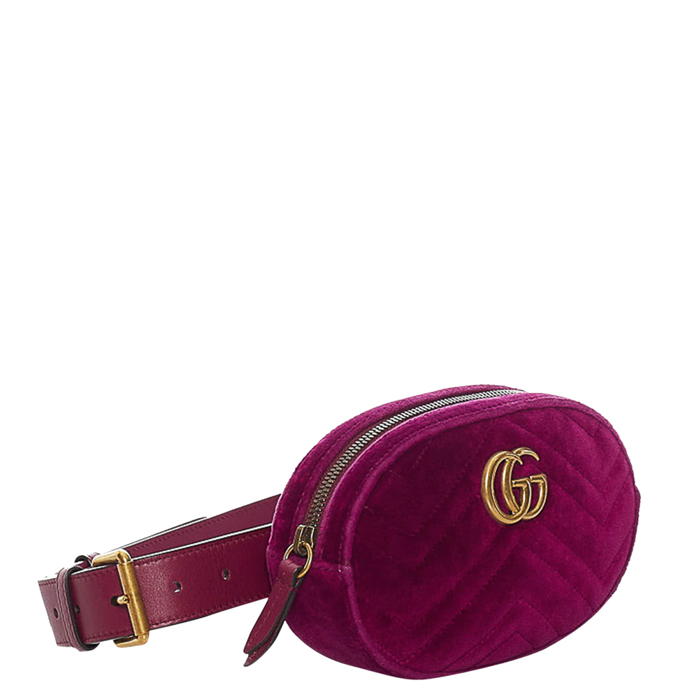 

Gucci Purple Velvet GG Marmont Belt Bag