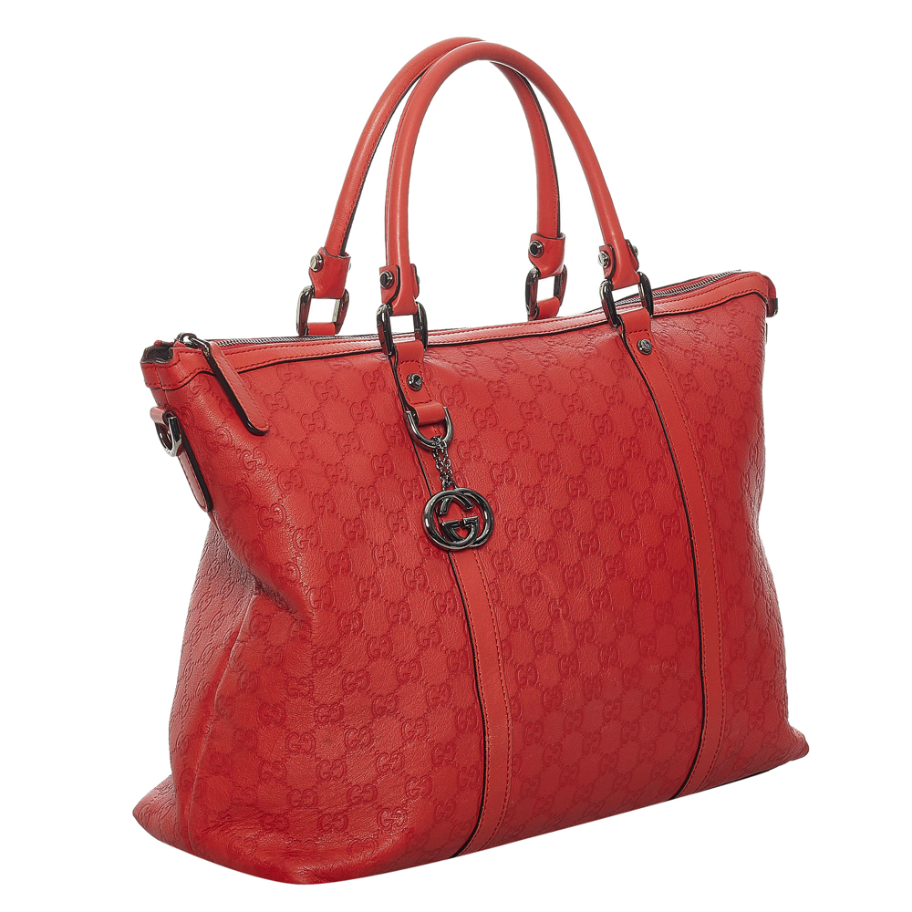 

Gucci Red Guccissima Leather Charm Satchel Bag