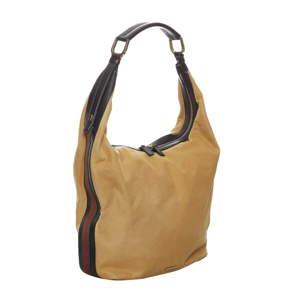 

Gucci Brown Canvas Fabric Web Shoulder Bag