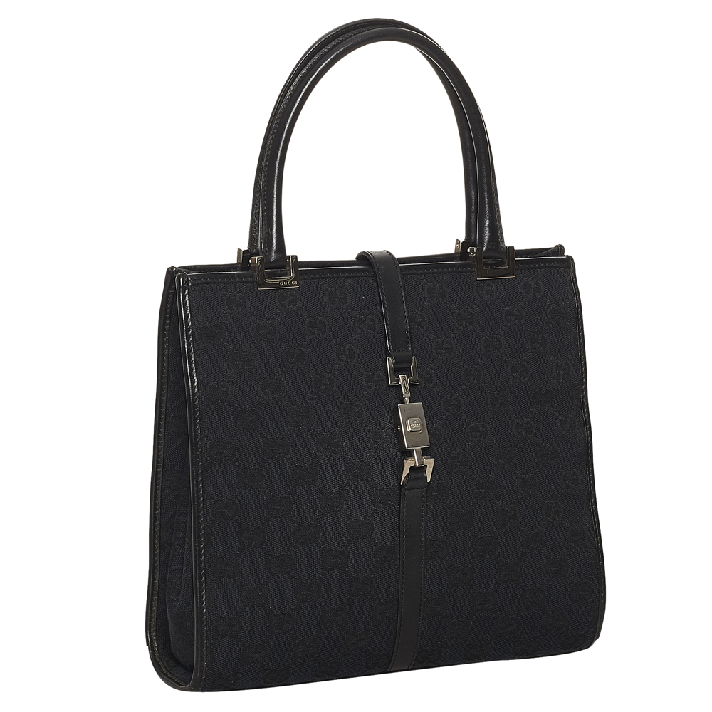 

Gucci Black GG Canvas Fabric Jackie Tote Bag