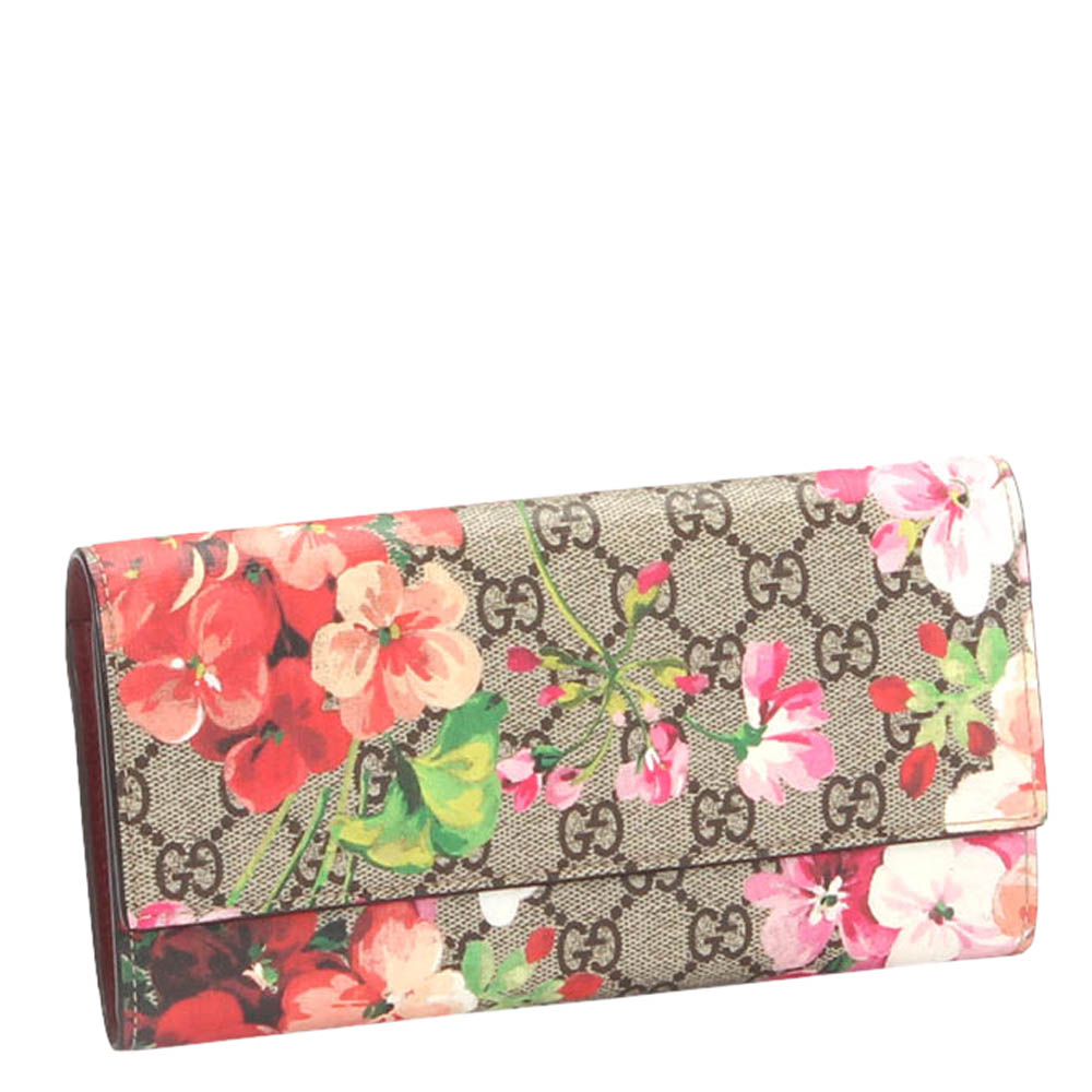 

Gucci Multi Coated Canvas GG Supreme Blooms Continental Wallet, Multicolor