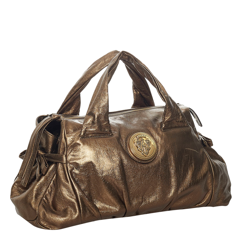 

Gucci Brown Metallic Leather Hysteria Bag