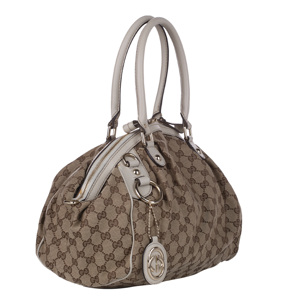 

Gucci Brown GG Canvas Sukey Satchel Bag