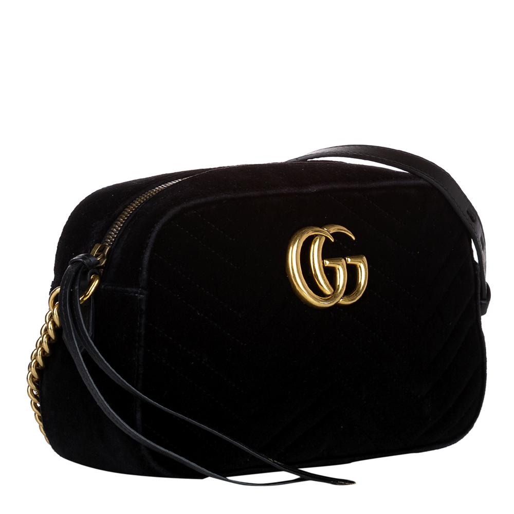 

Gucci Black Velvet GG Marmont Crossbody Bag