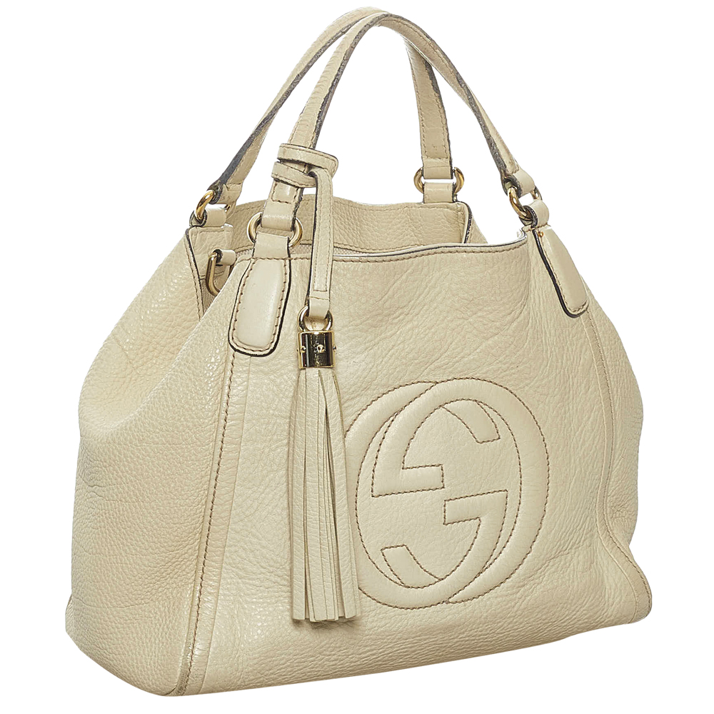 

Gucci White Leather Soho Cellarius Bag