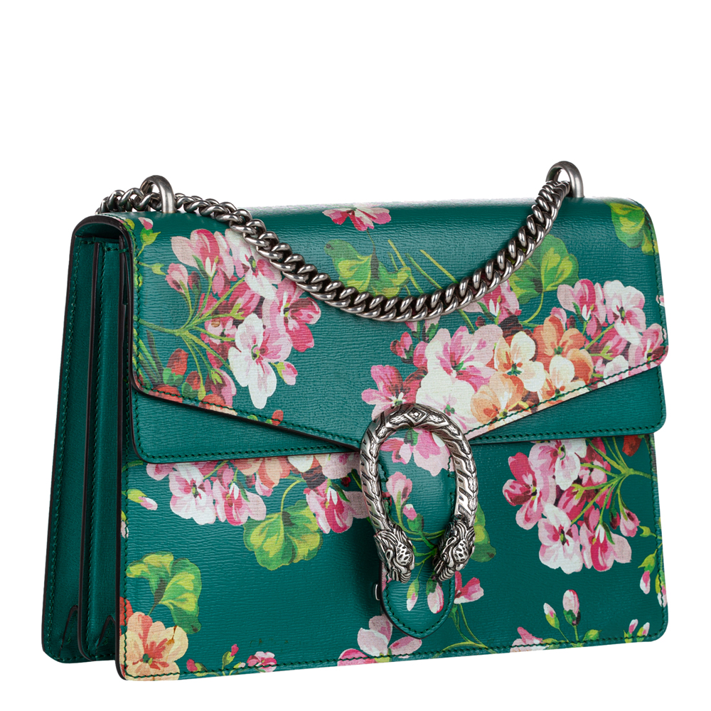 

Gucci Green Blooms Canvas Leather Dionysus Shoulder Bag