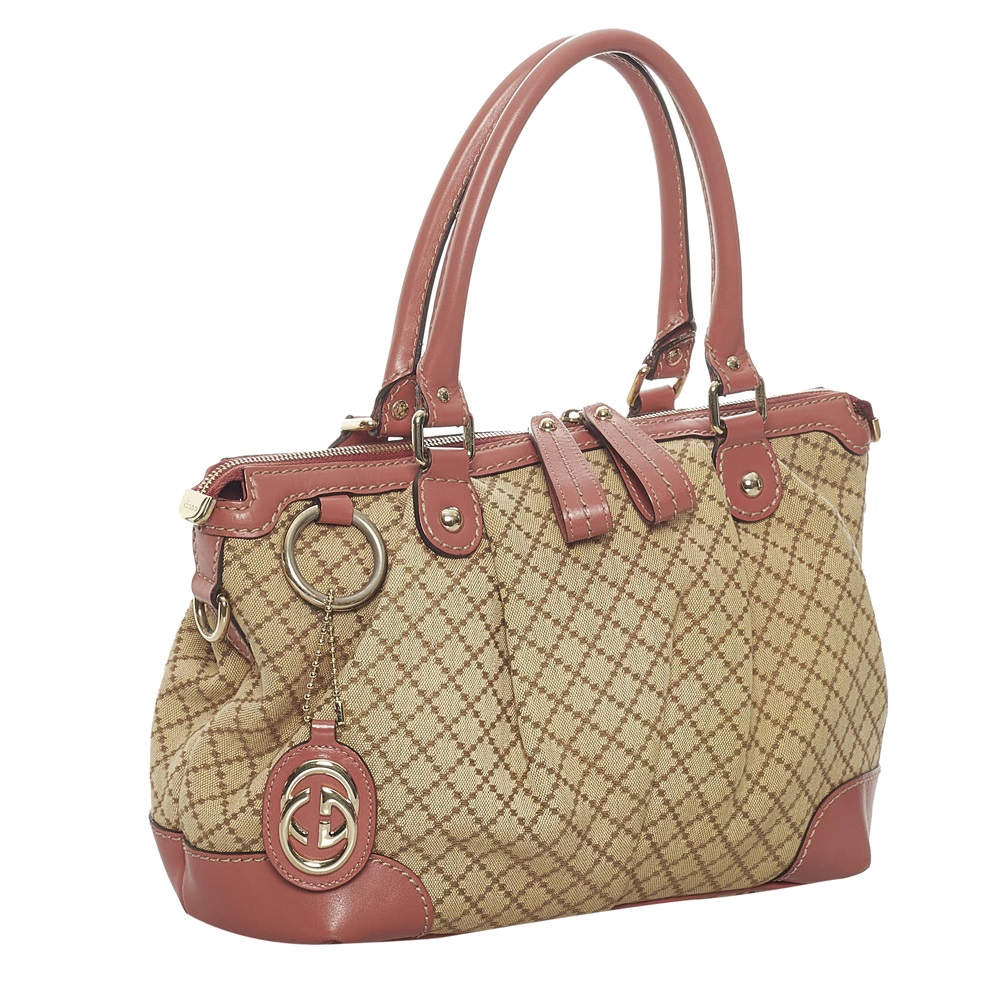 

Gucci Brown Diamante Canvas Sukey Satchel Bag, Beige