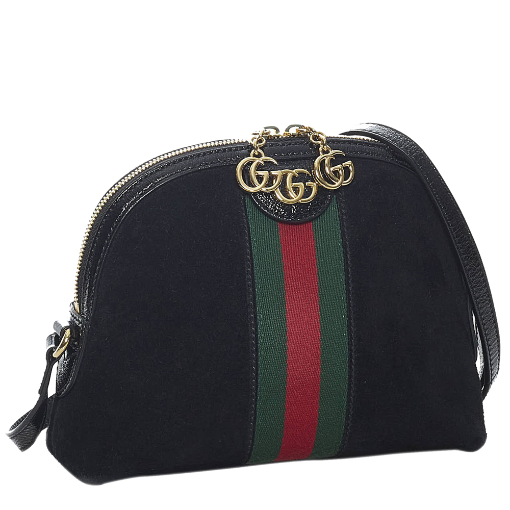 

Gucci Black Leather & Suede Web Ophidia Bag