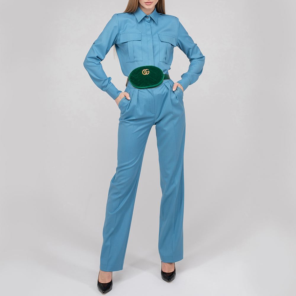 

Gucci Green Matelassé Velvet GG Marmont Belt Bag