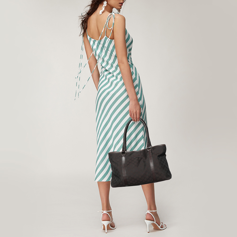 

Gucci Dark Brown GG Canvas And Leather Vintage Joy Tote