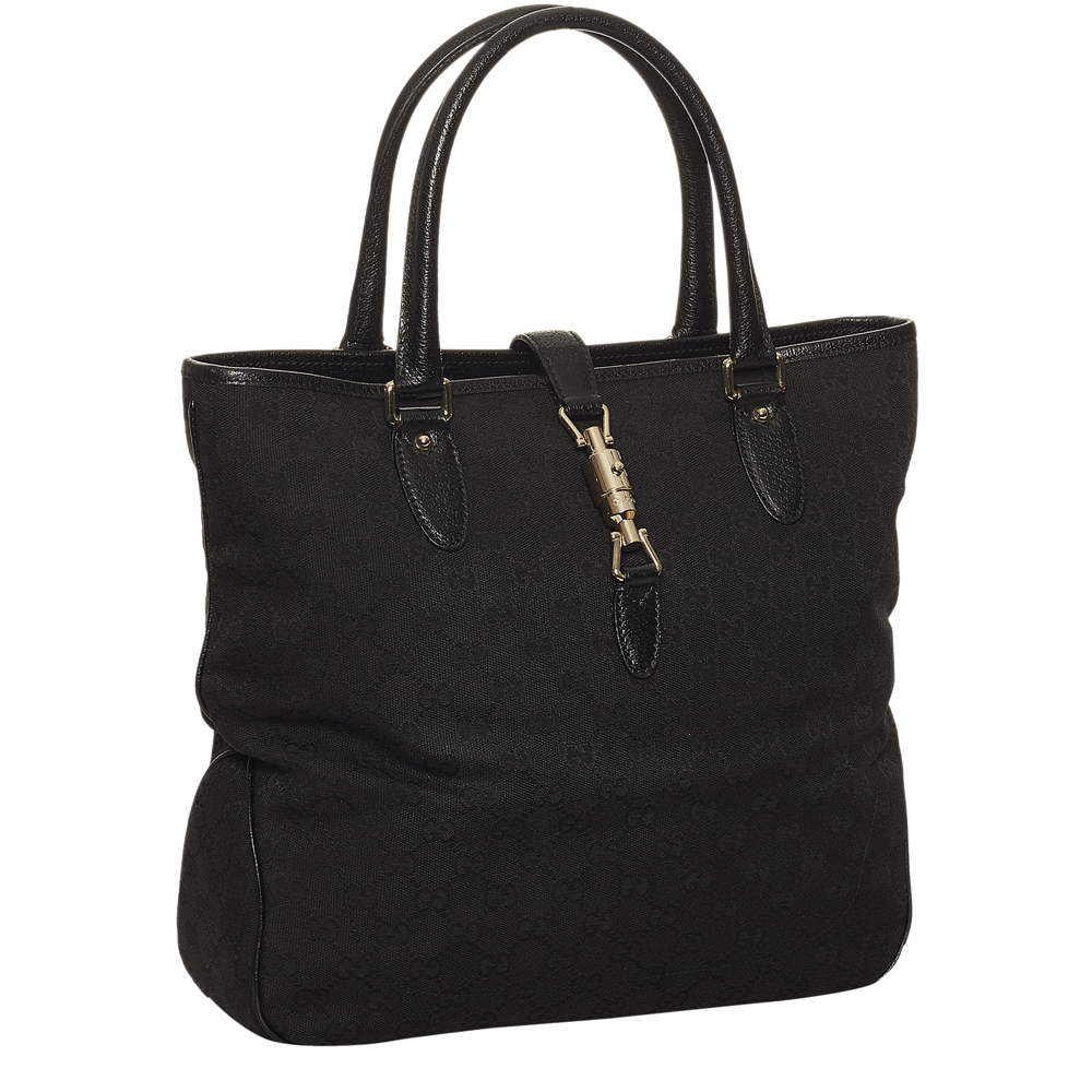 

Gucci Black GG Canvas Jackie Tote Bag