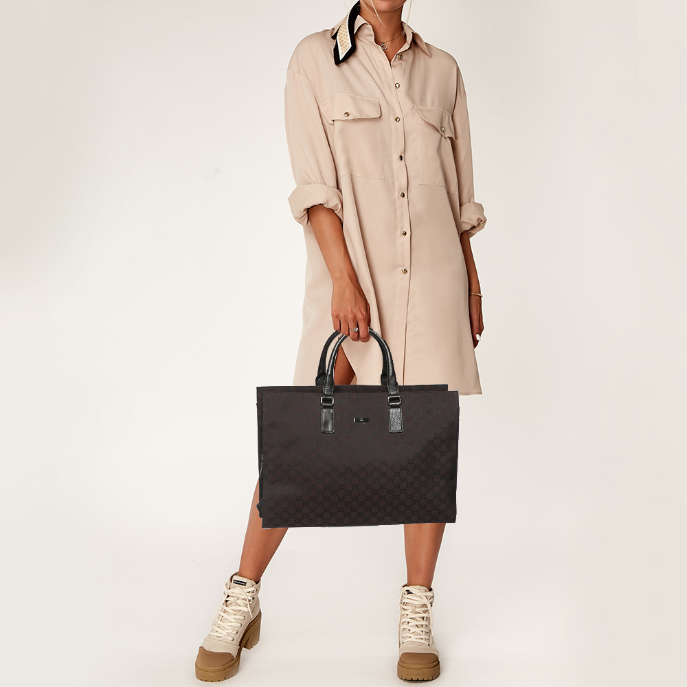 

Gucci Dark Brown GG Canvas And Leather Business Tote