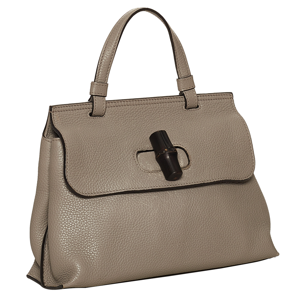 

Gucci Brown Leather Bamboo Daily Satchel Bag