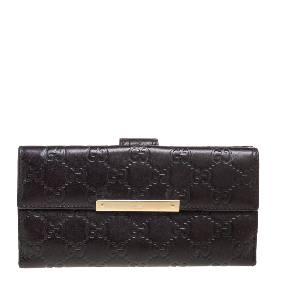 

Gucci Dark Brown Guccissima Leather Flap Continental Wallet
