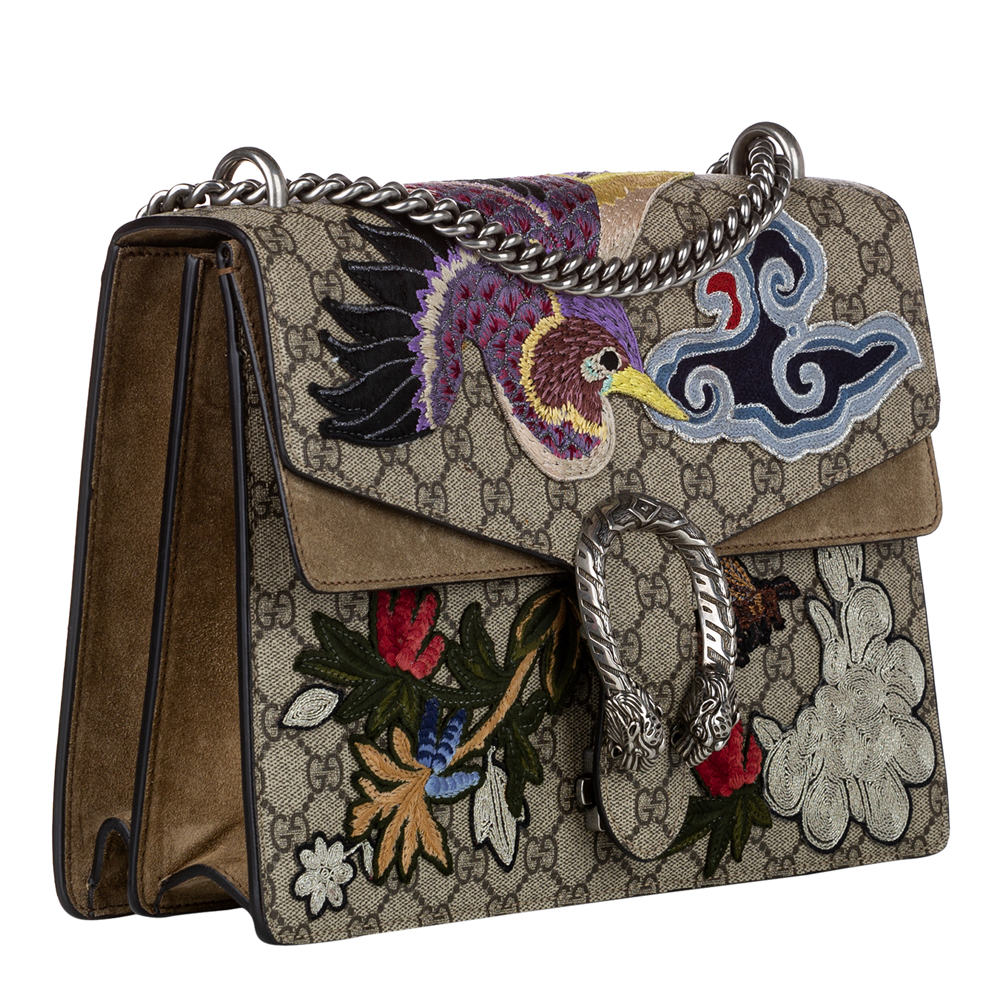 

Gucci Brown GG Canvas Bird Dionysus Shoulder Bag, Beige