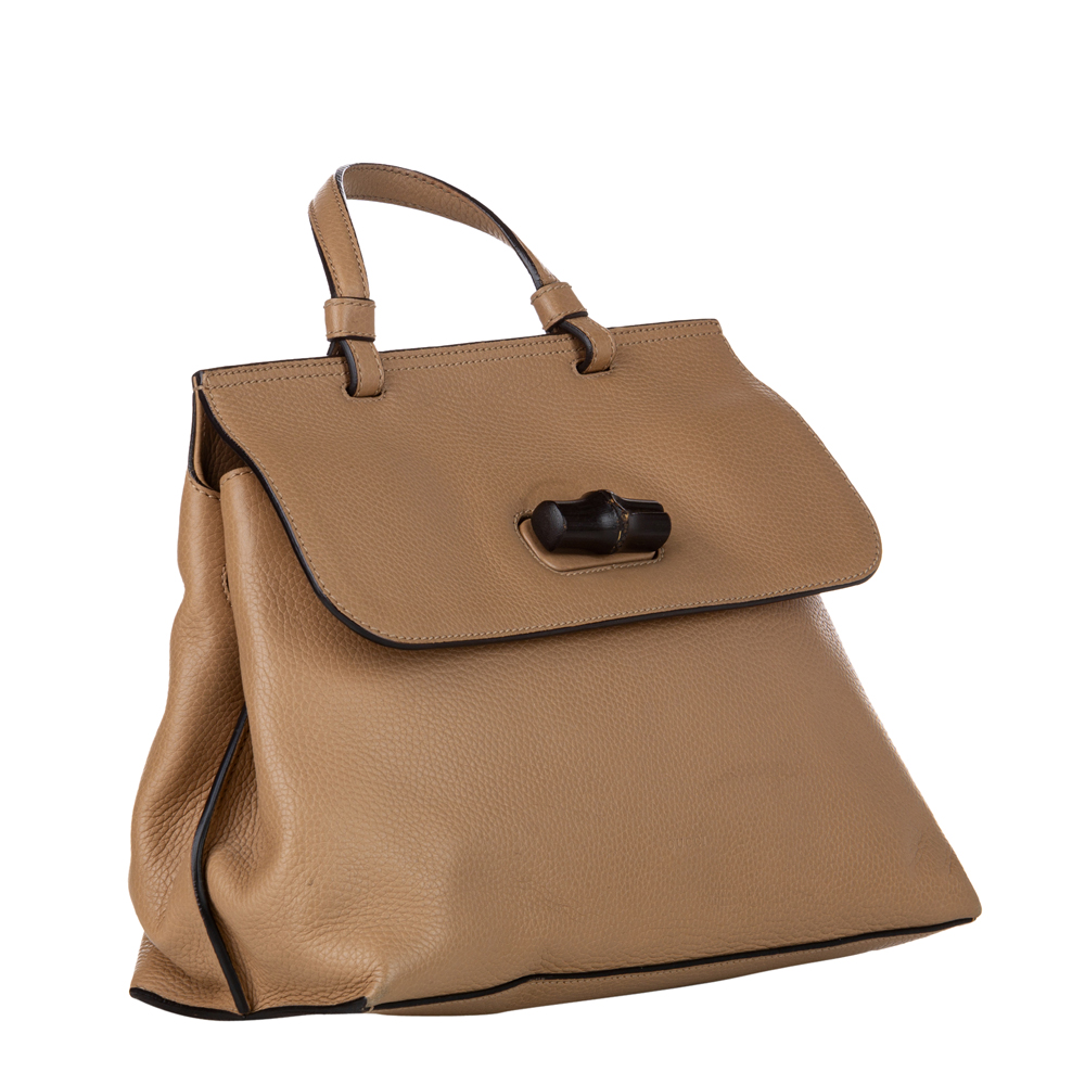 

Gucci Beige Leather Bamboo Daily Satchel Bag