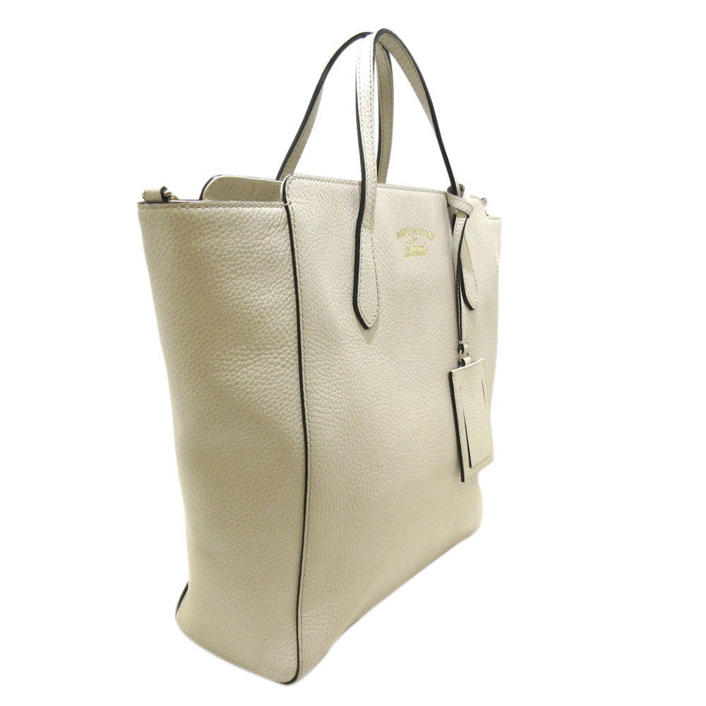 

Gucci White Leather Swing Tote Bag