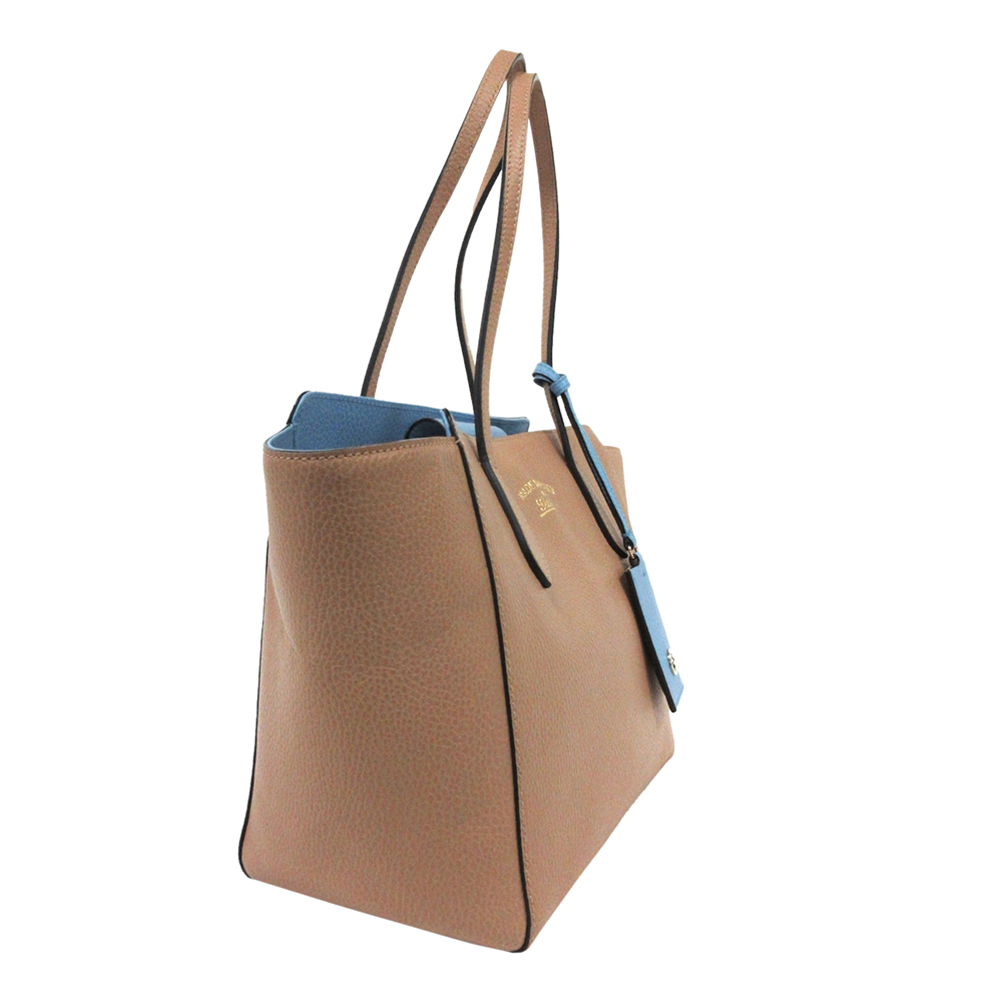 

Gucci Brown Leather Swing Tote Bag, Beige