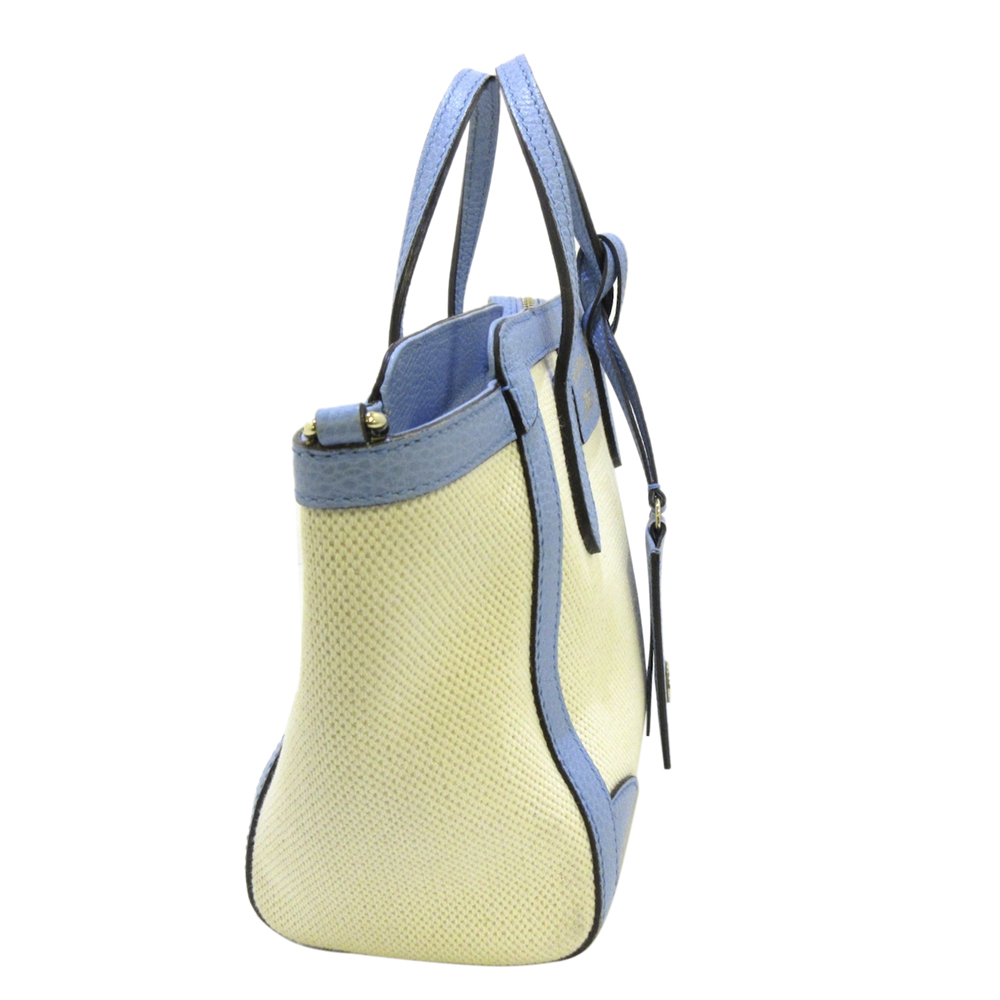 

Gucci White/Blue Canvas Swing Satchel Bag