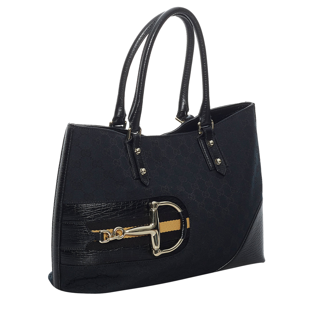 

Gucci Black Suede and Leather Hasler Tote Bag