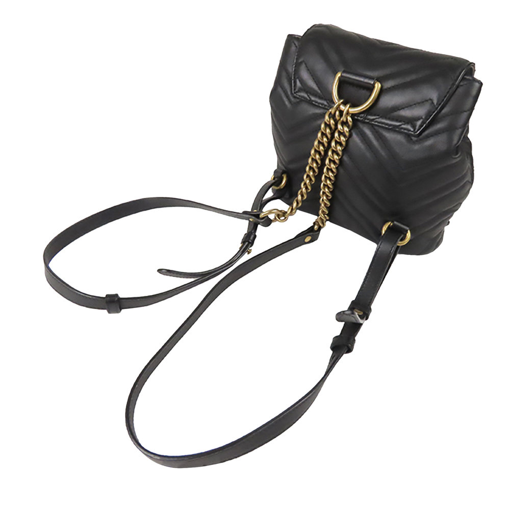 

Gucci Black Leather GG Marmont Backpack