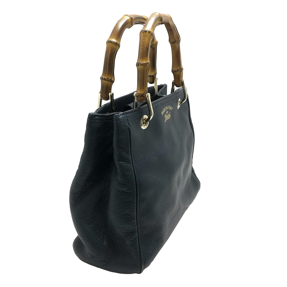 

Gucci Black Leather Bamboo Shopper Mini Bag
