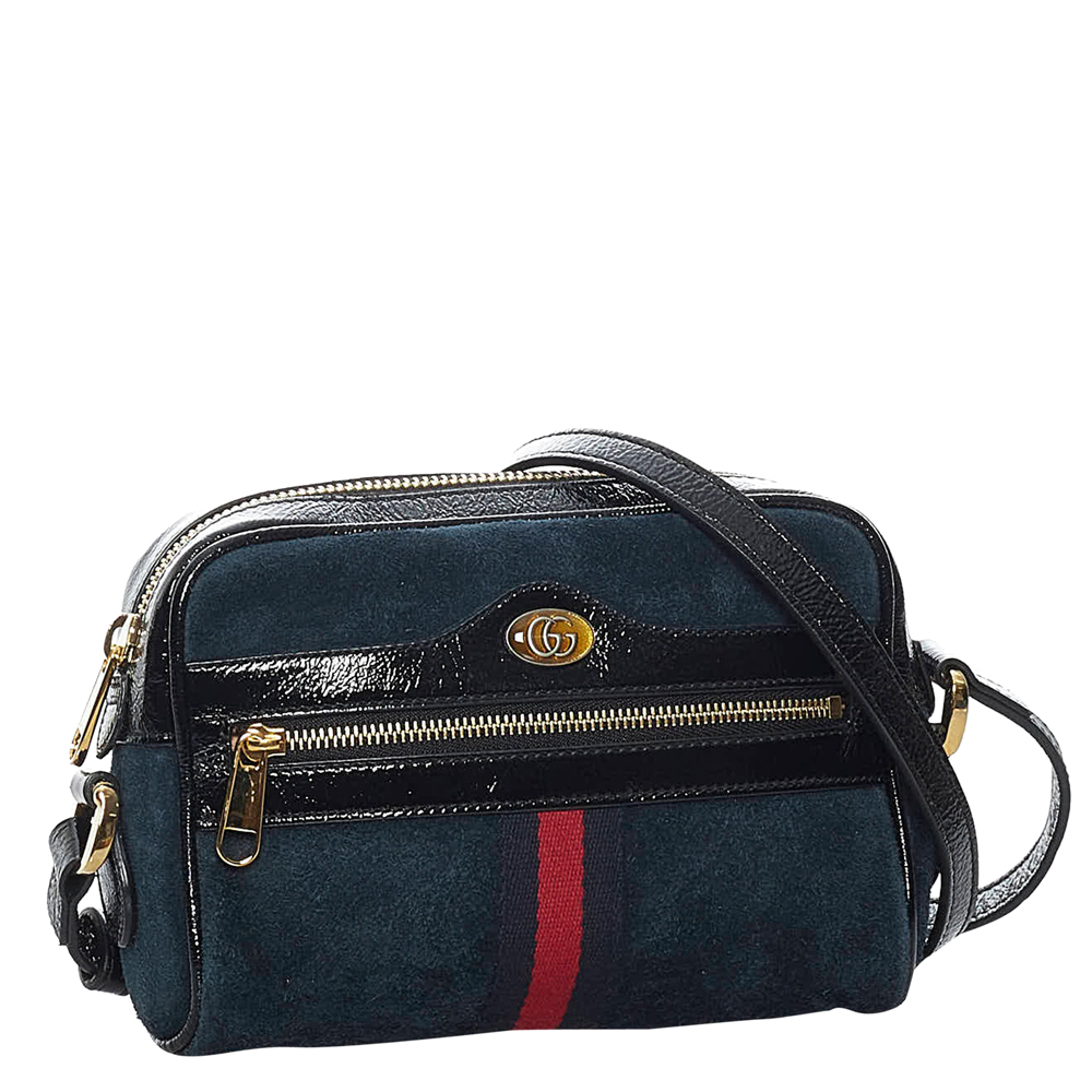 

Gucci Blue/Black Suede and Leather Ophidia Mini Crossbody Bag