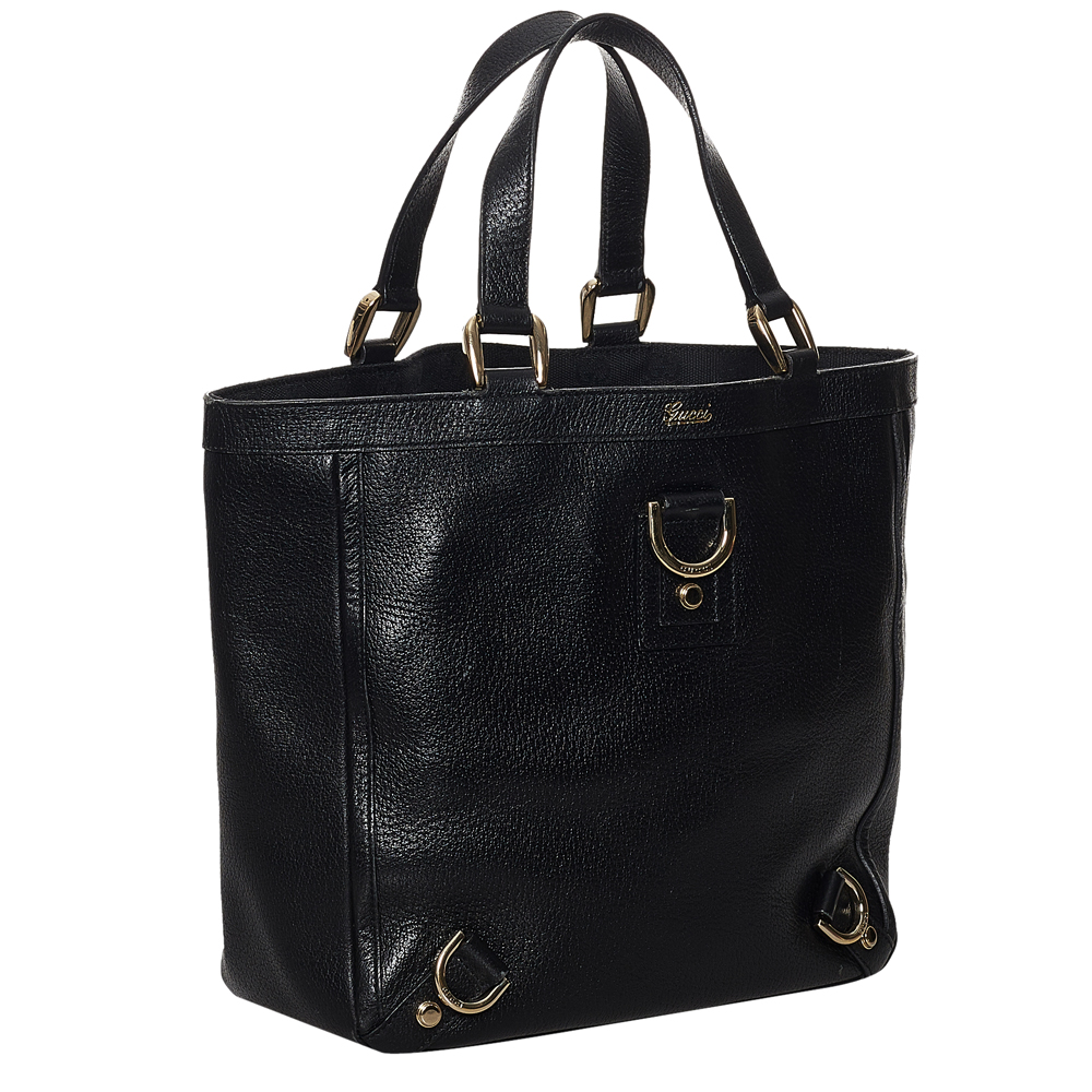 

Gucci Black Calf Leather Abbey-D Ring Tote Bag