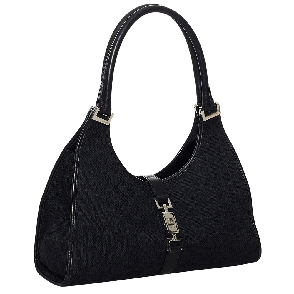 

Gucci Black GG Canvas Jackie Hobo Bag