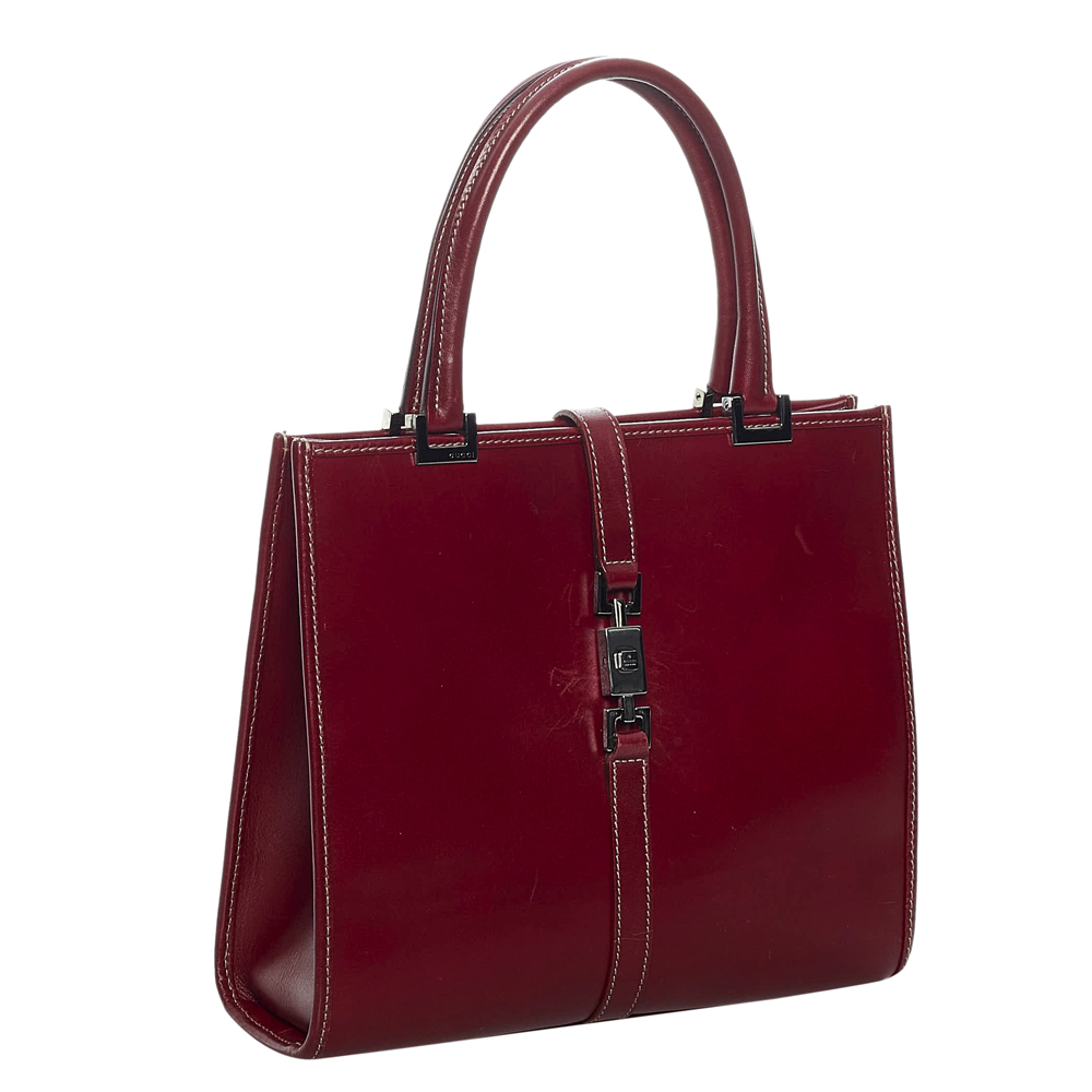 

Gucci Red Leather Jackie Tote Bag
