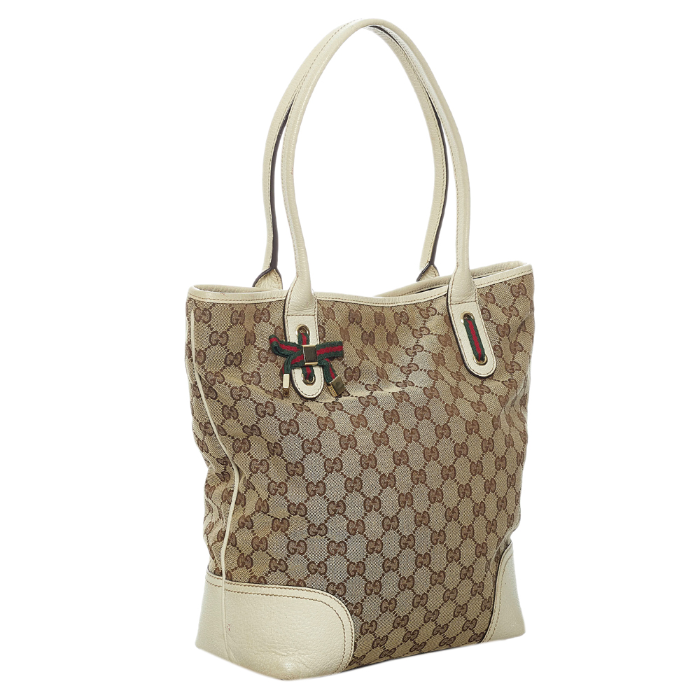 

Gucci Brown/Beige GG Canvas Fabric Princy Tote Bag