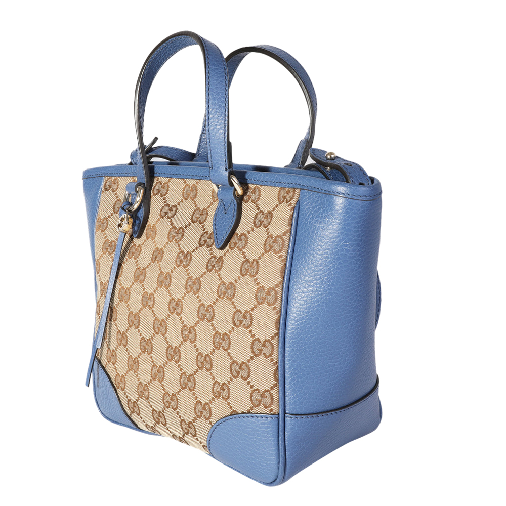 

Gucci Caspian Blue/Beige Guccissima Canvas Small Bree Tote Bag