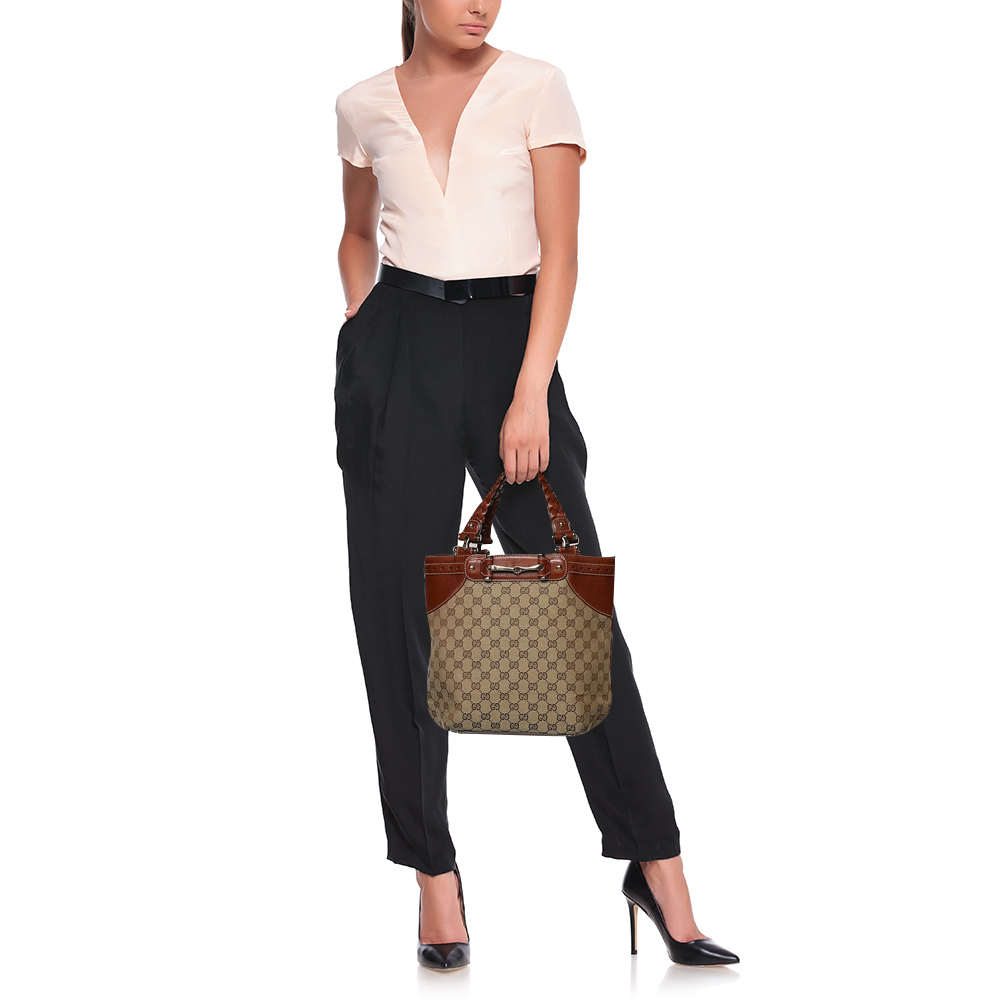 

Gucci Beige/Brown GG Canvas And Leather Sukey Tote
