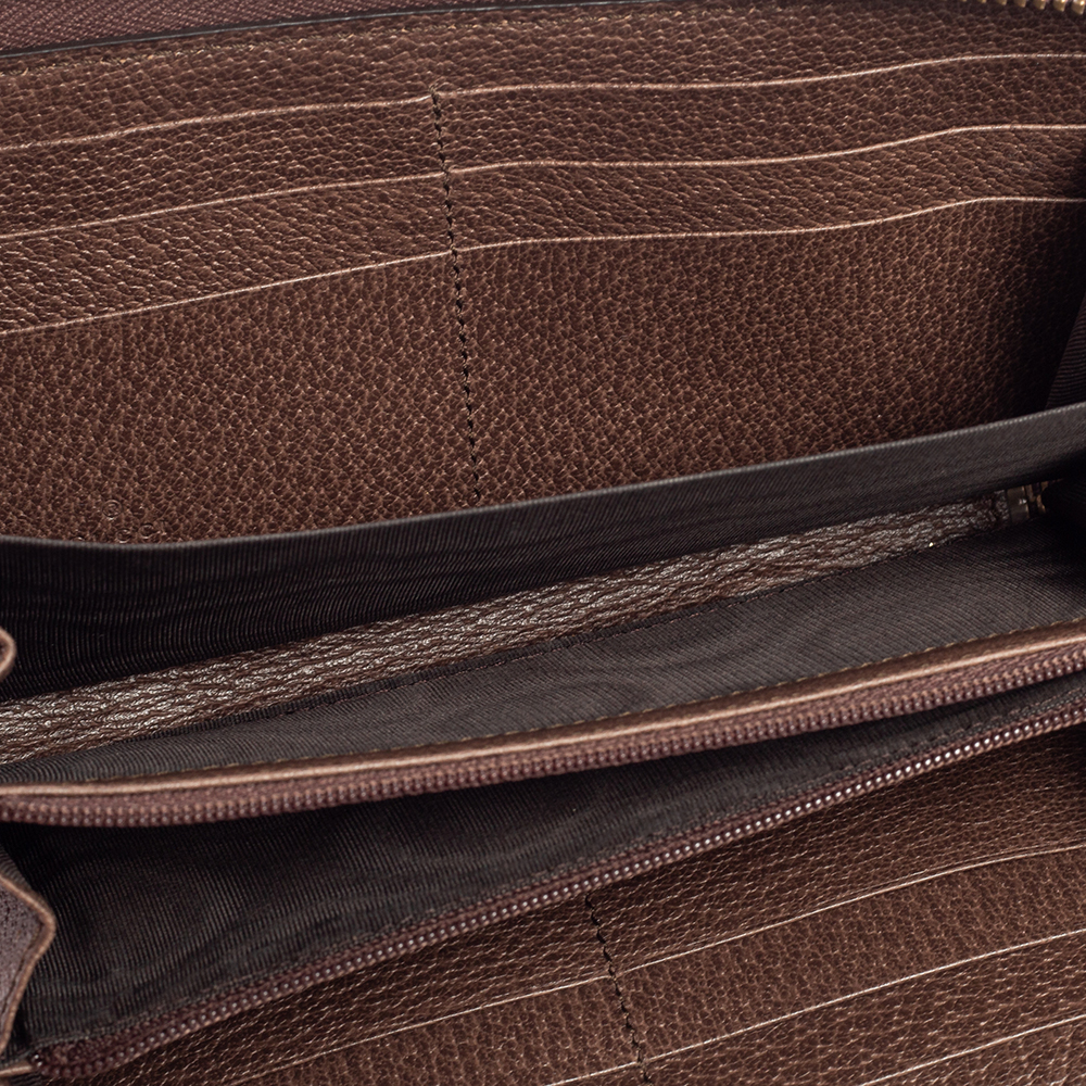 

Gucci Beige/Brown GG Supreme Canvas And Leather Applique Courrier Zip Around Wallet