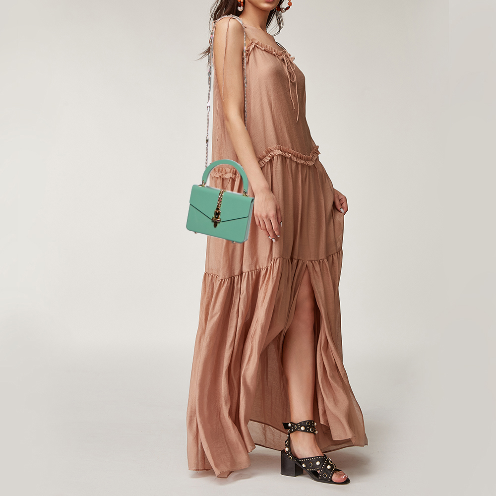

Gucci Mint Green Plexiglas Mini Sylvie 1969 Top Handle Bag