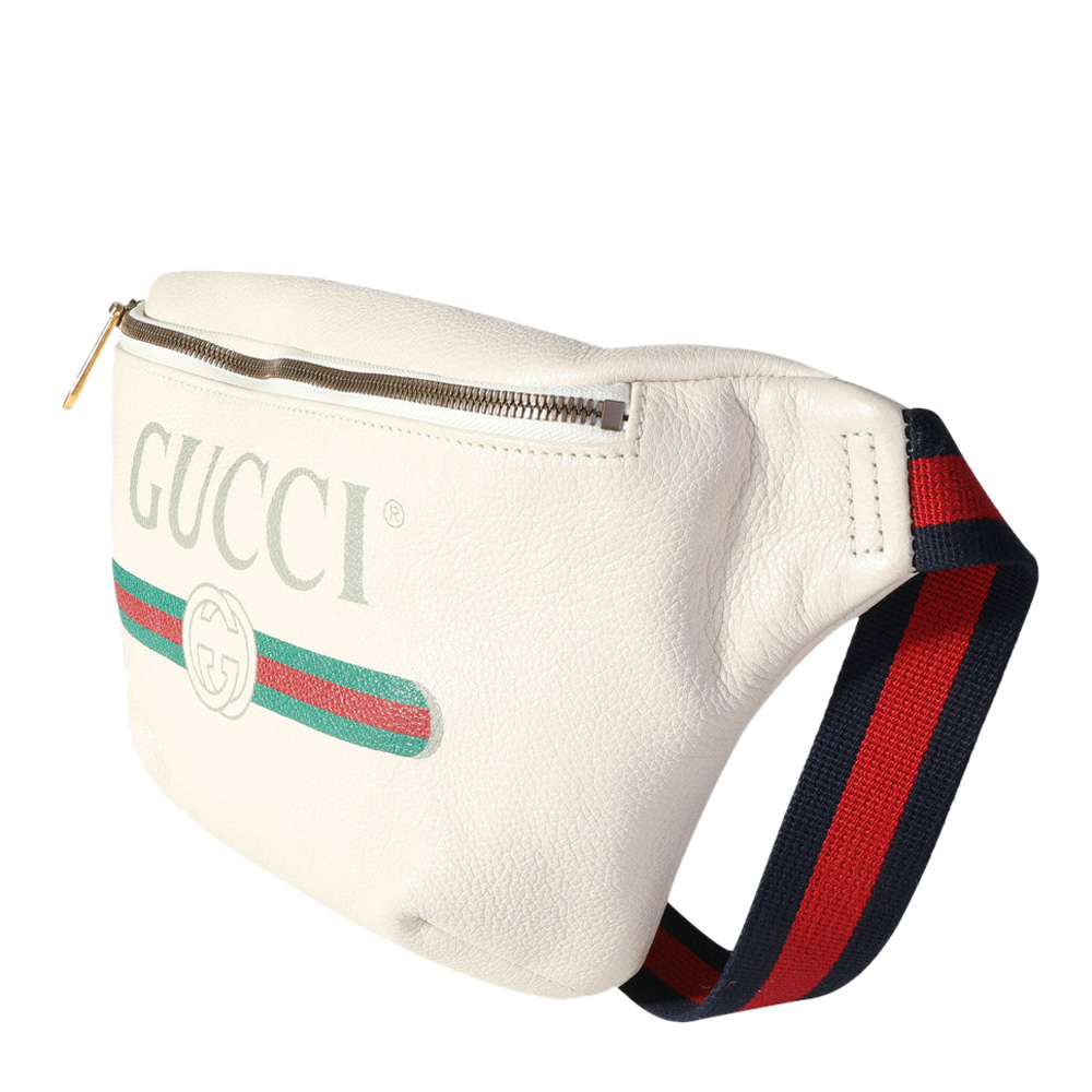 

Gucci Ivory Grained Calfskin Leather Logo Waist Bag, Multicolor