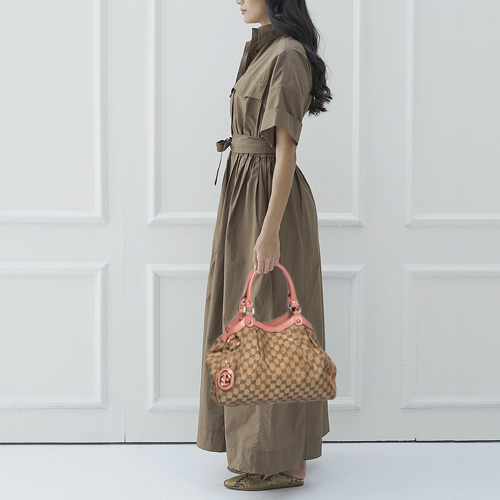 

Gucci Beige/Pink GG Canvas and Leather Medium Sukey Tote