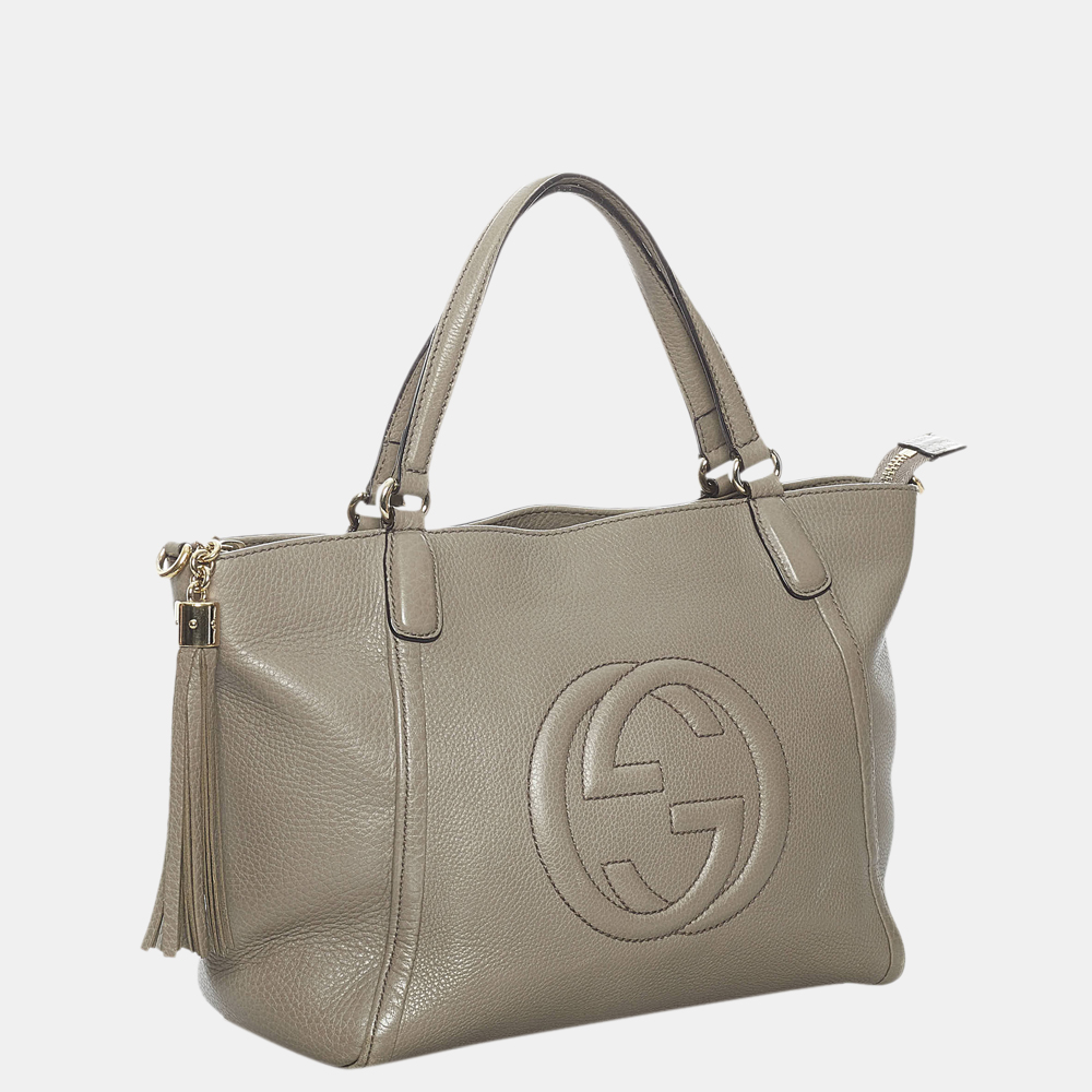 

Gucci Grey Soho Cellarius Leather Satchel