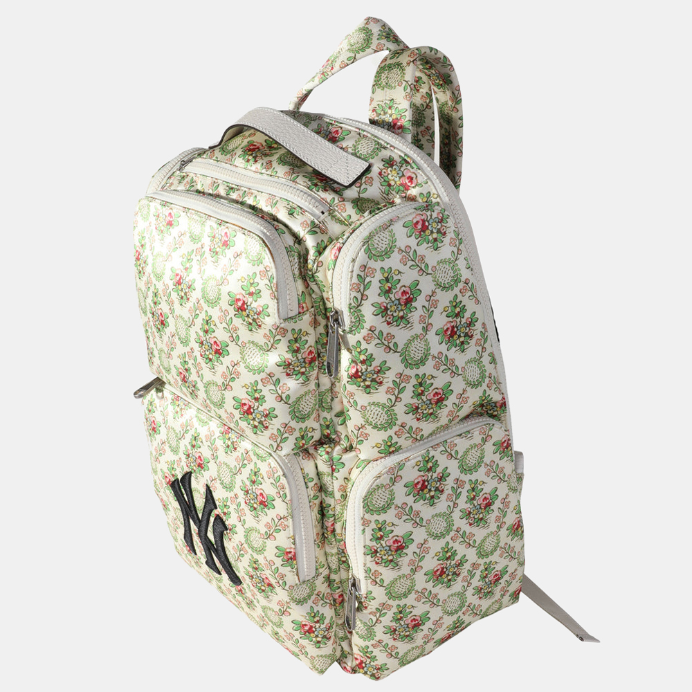 

Gucci Creme Multicolor Satin Floral Print NY Yankees Patch Backpack, Cream