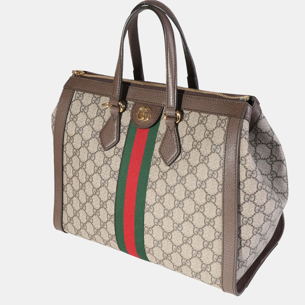

Gucci Beige/Brown GG Supreme Canvas Medium Ophidia Tote Bag