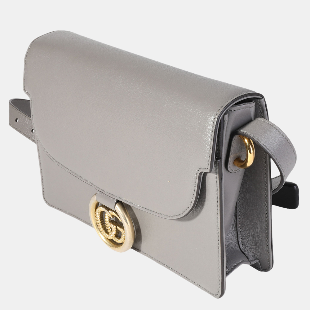 

Gucci Gray Leather GG Ring Shoulder Bag, Grey