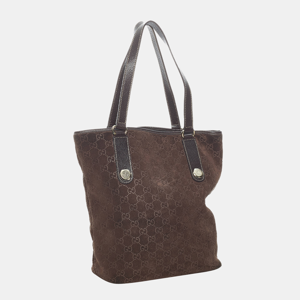 

Gucci Brown Guccissima Charmy Suede Tote Bag