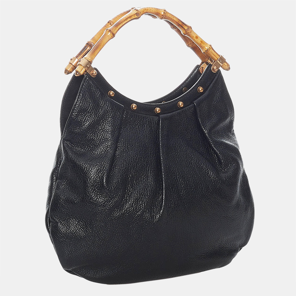 

Gucci Black Bamboo Leather Handbag