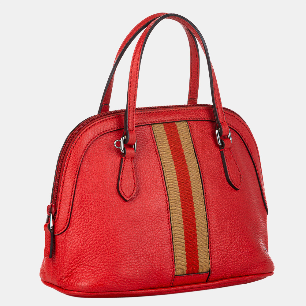 

Gucci Red Web Dome Leather Satchel